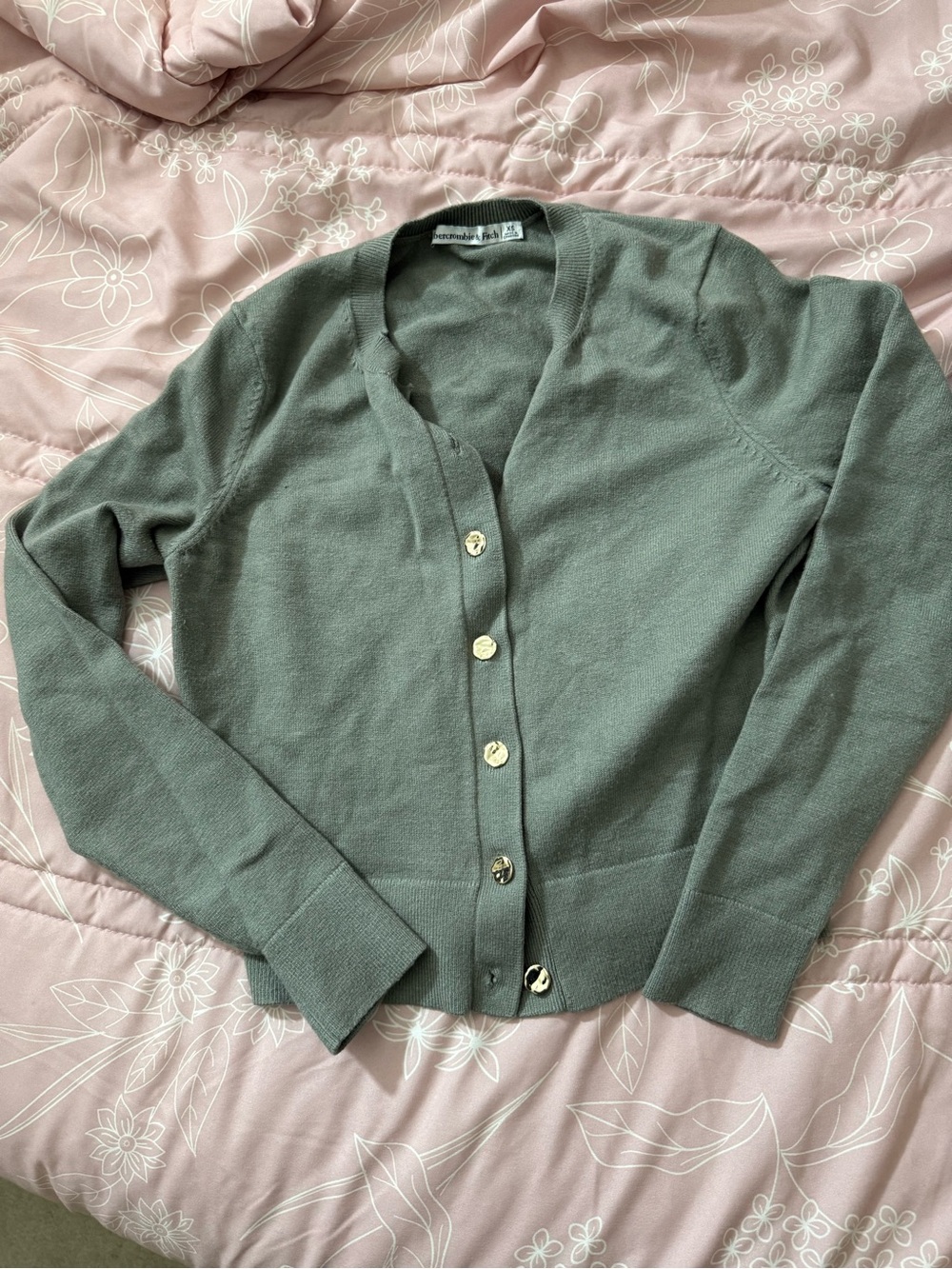 Abercrombie & Fitch Mint Green Button-Front Women's Cardigan